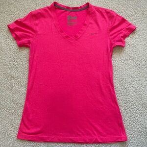 Hot Pink Nike Dri-Fit Regular Fit Athletic Workout Running Top
